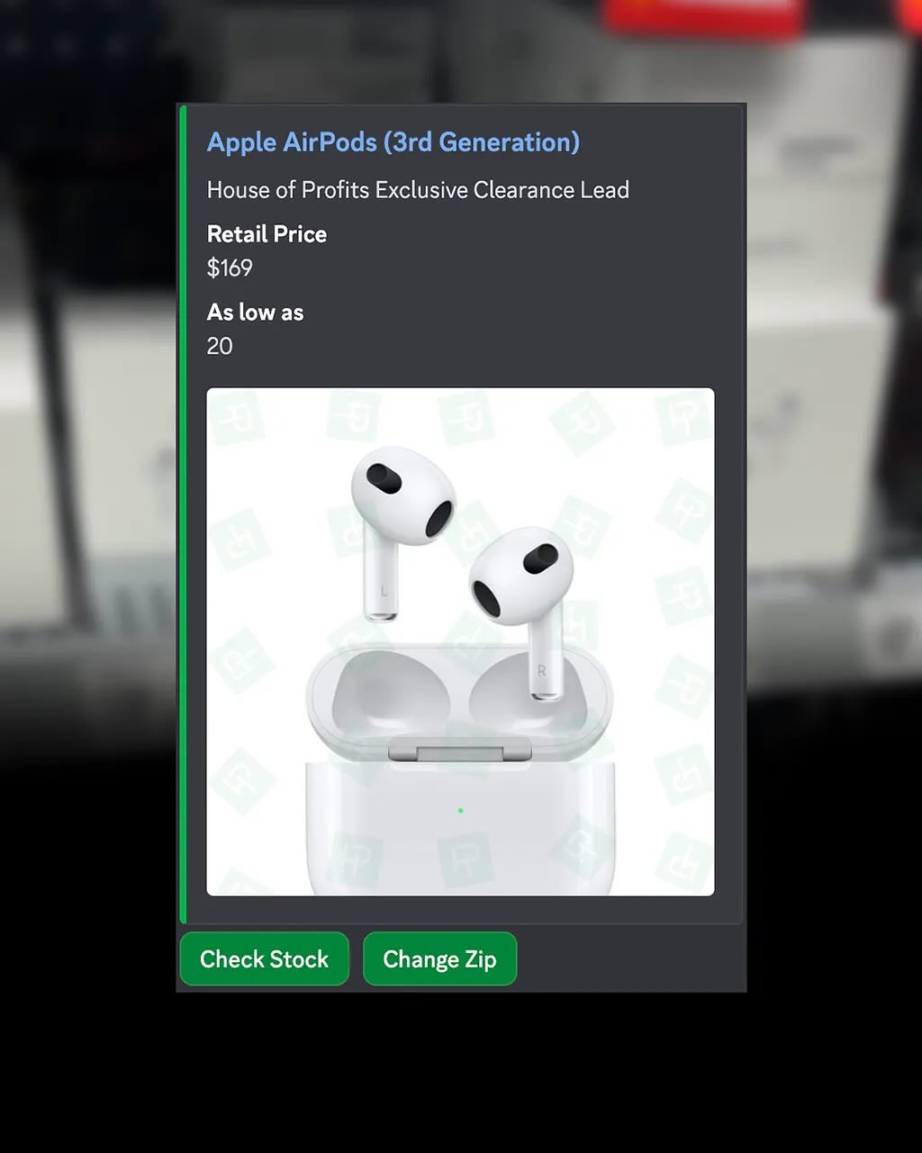 Loot Locator tool showing AirPods deal